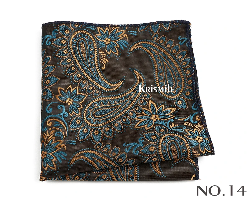New Jacquard Paisley Pocket Square Classic Red Grey Blue 22cm Hankerchief Fit Business Wedding Party Stage Suit Hanky Gifts