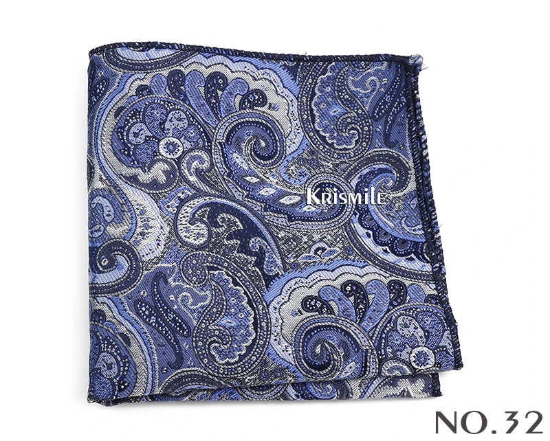 New Jacquard Paisley Pocket Square Classic Red Grey Blue 22cm Hankerchief Fit Business Wedding Party Stage Suit Hanky Gifts