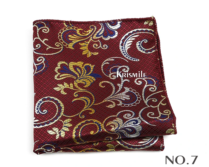 New Jacquard Paisley Pocket Square Classic Red Grey Blue 22cm Hankerchief Fit Business Wedding Party Stage Suit Hanky Gifts