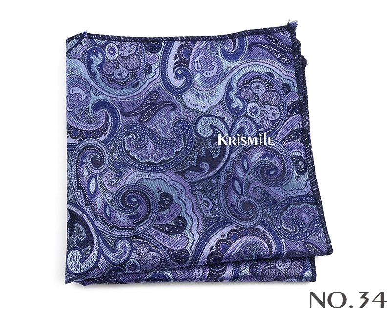 New Jacquard Paisley Pocket Square Classic Red Grey Blue 22cm Hankerchief Fit Business Wedding Party Stage Suit Hanky Gifts