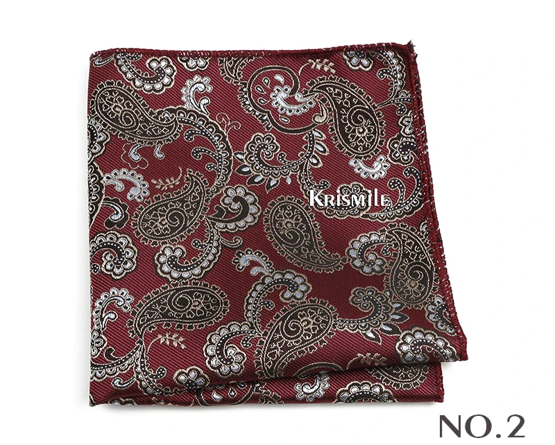 New Jacquard Paisley Pocket Square Classic Red Grey Blue 22cm Hankerchief Fit Business Wedding Party Stage Suit Hanky Gifts