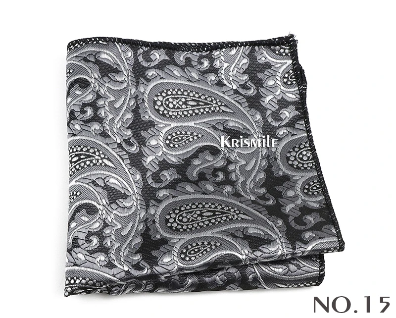 New Jacquard Paisley Pocket Square Classic Red Grey Blue 22cm Hankerchief Fit Business Wedding Party Stage Suit Hanky Gifts