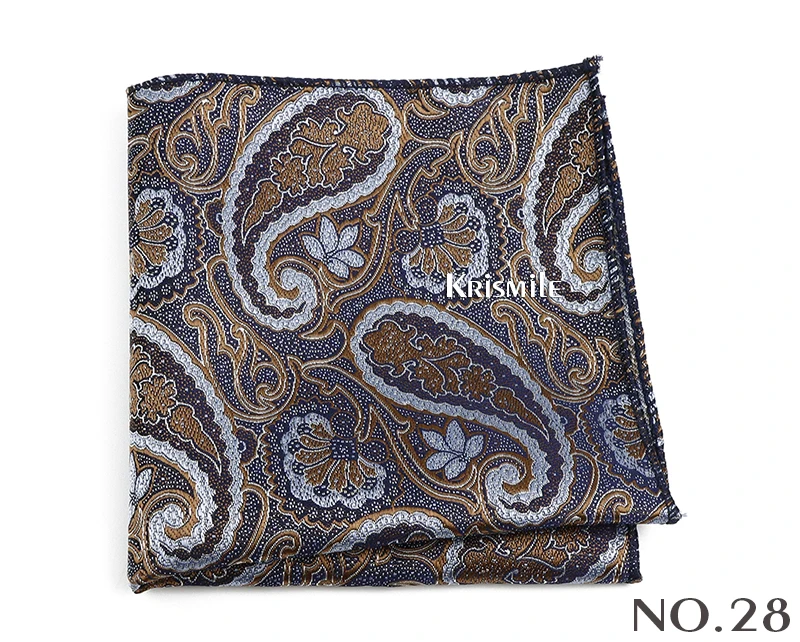 New Jacquard Paisley Pocket Square Classic Red Grey Blue 22cm Hankerchief Fit Business Wedding Party Stage Suit Hanky Gifts