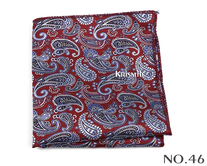 New Jacquard Paisley Pocket Square Classic Red Grey Blue 22cm Hankerchief Fit Business Wedding Party Stage Suit Hanky Gifts