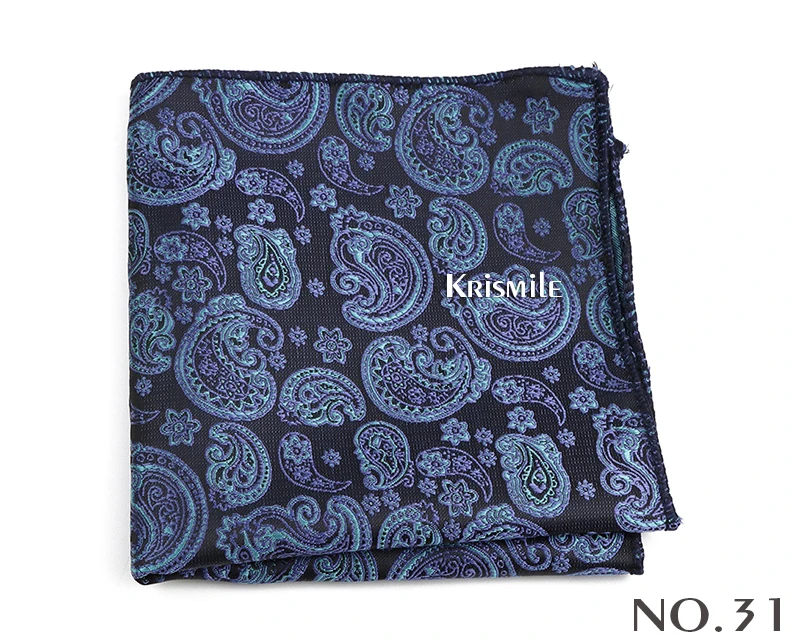 New Jacquard Paisley Pocket Square Classic Red Grey Blue 22cm Hankerchief Fit Business Wedding Party Stage Suit Hanky Gifts