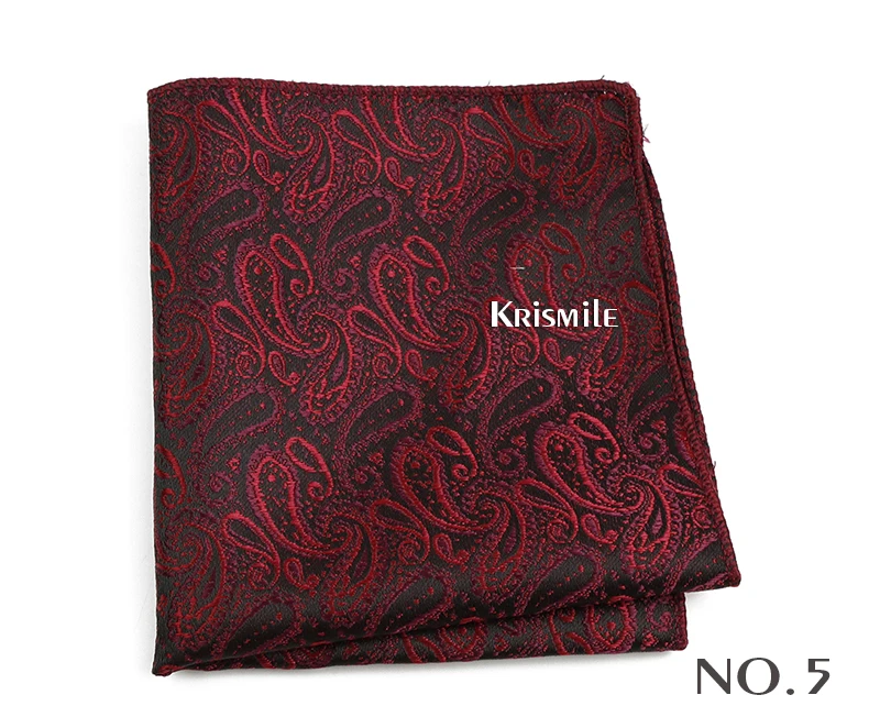New Jacquard Paisley Pocket Square Classic Red Grey Blue 22cm Hankerchief Fit Business Wedding Party Stage Suit Hanky Gifts