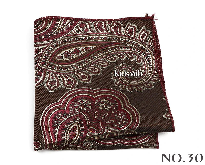 New Jacquard Paisley Pocket Square Classic Red Grey Blue 22cm Hankerchief Fit Business Wedding Party Stage Suit Hanky Gifts