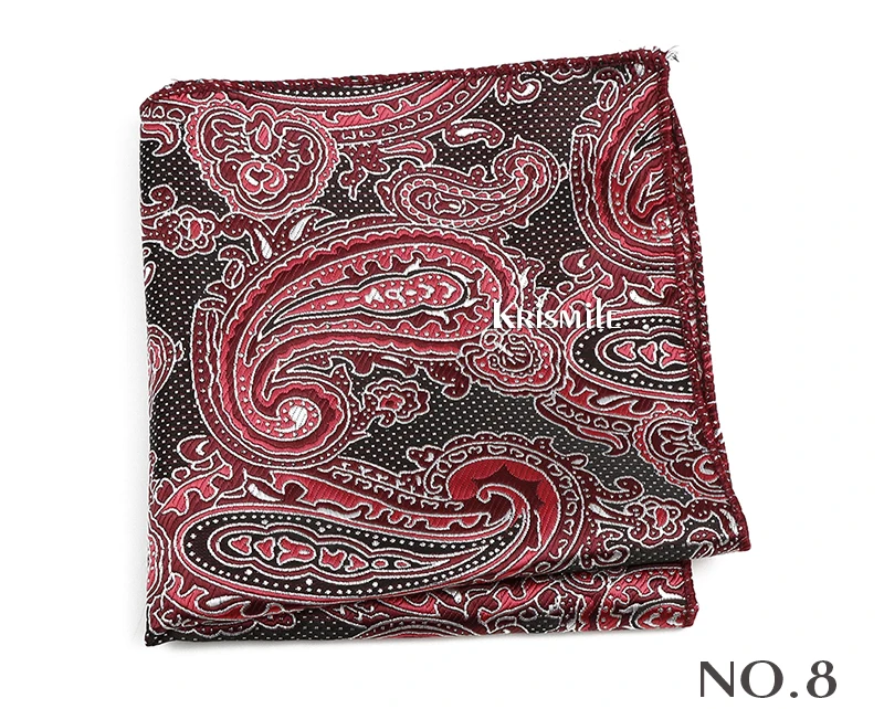 New Jacquard Paisley Pocket Square Classic Red Grey Blue 22cm Hankerchief Fit Business Wedding Party Stage Suit Hanky Gifts