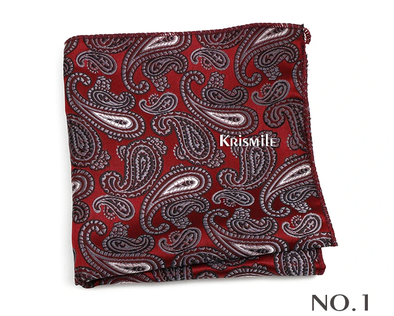 New Jacquard Paisley Pocket Square Classic Red Grey Blue 22cm Hankerchief Fit Business Wedding Party Stage Suit Hanky Gifts