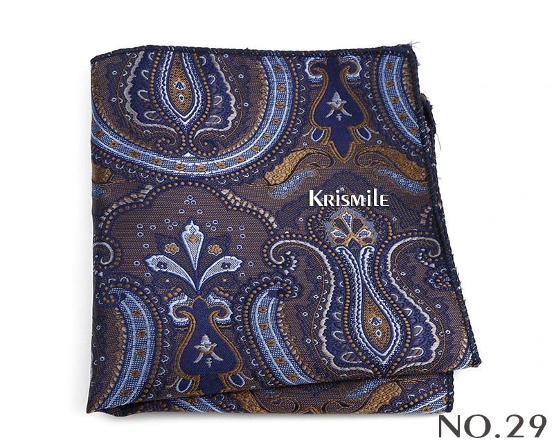 New Jacquard Paisley Pocket Square Classic Red Grey Blue 22cm Hankerchief Fit Business Wedding Party Stage Suit Hanky Gifts
