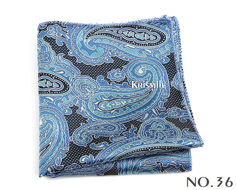 New Jacquard Paisley Pocket Square Classic Red Grey Blue 22cm Hankerchief Fit Business Wedding Party Stage Suit Hanky Gifts