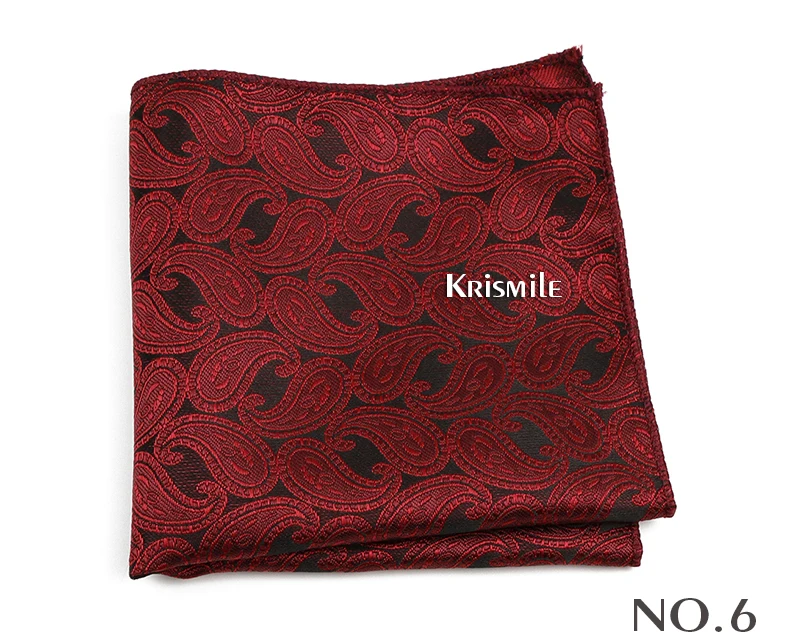 New Jacquard Paisley Pocket Square Classic Red Grey Blue 22cm Hankerchief Fit Business Wedding Party Stage Suit Hanky Gifts