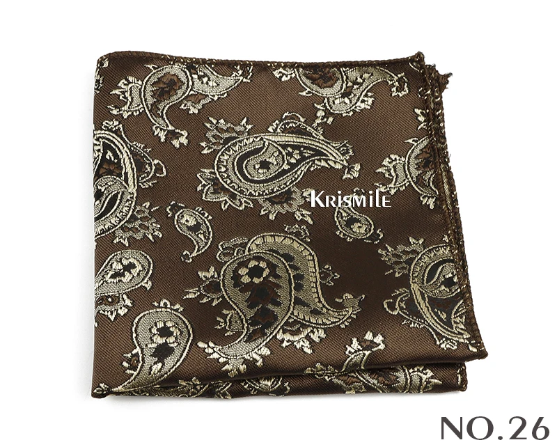 New Jacquard Paisley Pocket Square Classic Red Grey Blue 22cm Hankerchief Fit Business Wedding Party Stage Suit Hanky Gifts