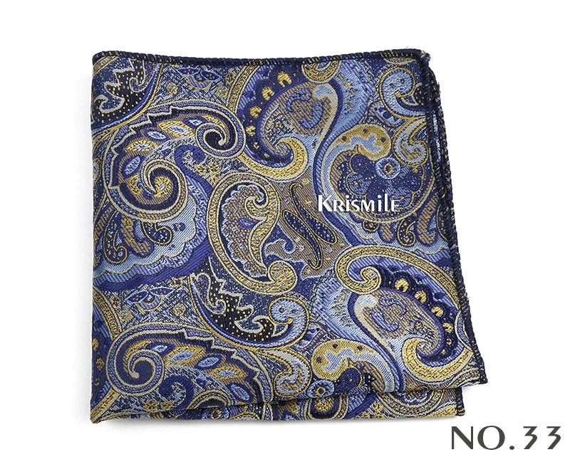 New Jacquard Paisley Pocket Square Classic Red Grey Blue 22cm Hankerchief Fit Business Wedding Party Stage Suit Hanky Gifts