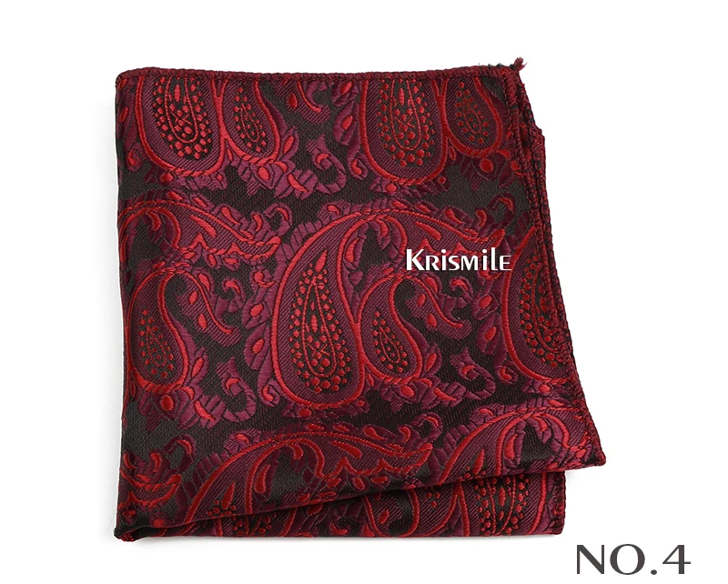New Jacquard Paisley Pocket Square Classic Red Grey Blue 22cm Hankerchief Fit Business Wedding Party Stage Suit Hanky Gifts