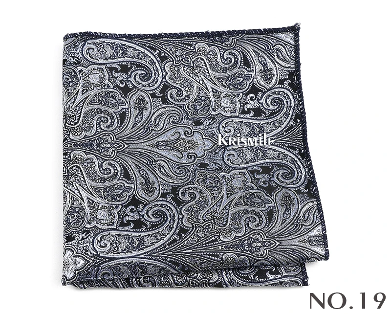 New Jacquard Paisley Pocket Square Classic Red Grey Blue 22cm Hankerchief Fit Business Wedding Party Stage Suit Hanky Gifts