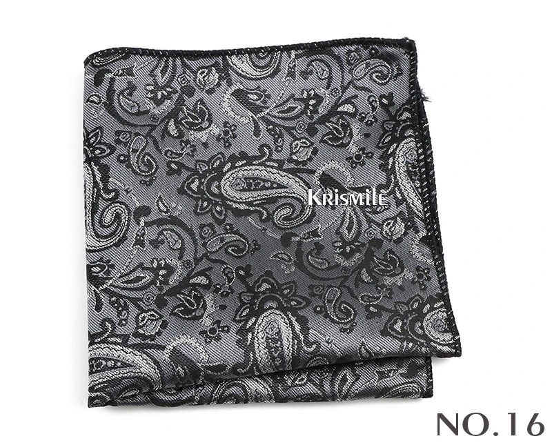 New Jacquard Paisley Pocket Square Classic Red Grey Blue 22cm Hankerchief Fit Business Wedding Party Stage Suit Hanky Gifts