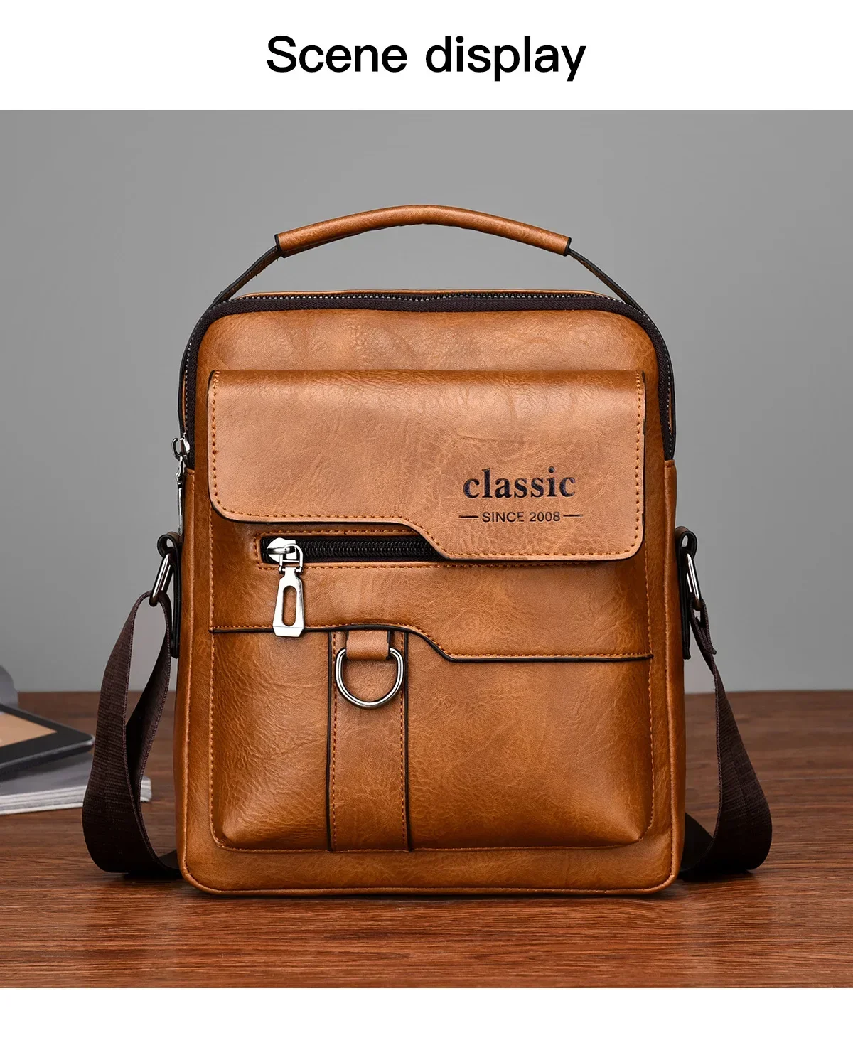 Men Crossbody Bag Men Shoulder Bags Zippers Handbags Large Capacity Artificial Leather Bag For Male Messenger Tote Bags Bolsa
