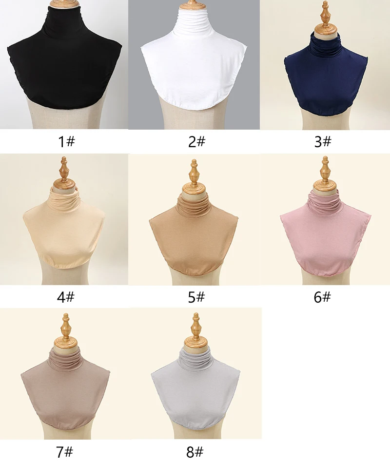 Black Modal High Nack Fake Collar Soft False Collar For Women Solid Color Elastic Jersey Detachable Collar