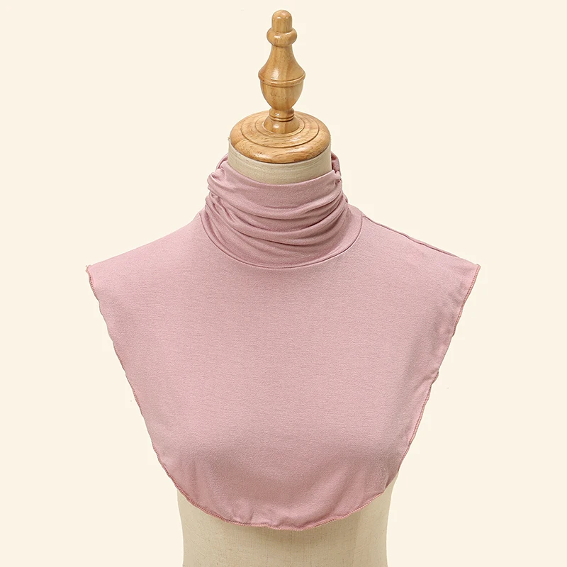 Black Modal High Nack Fake Collar Soft False Collar For Women Solid Color Elastic Jersey Detachable Collar