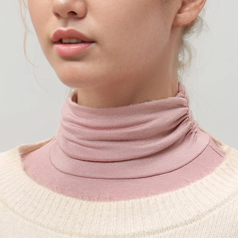 Black Modal High Nack Fake Collar Soft False Collar For Women Solid Color Elastic Jersey Detachable Collar