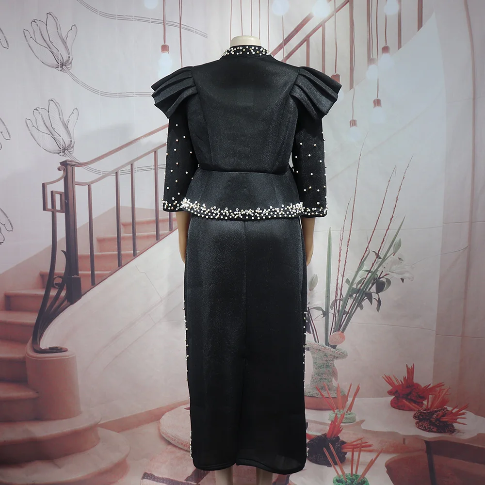 Modern Design African Suits for Women Mesh Fabric Dresses Medium Length Suit Luxury Elegant Women's Overalls