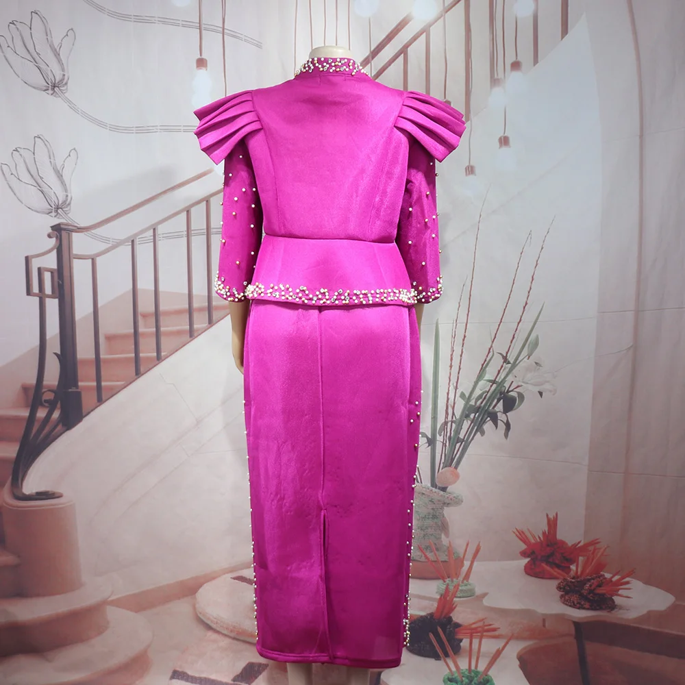Modern Design African Suits for Women Mesh Fabric Dresses Medium Length Suit Luxury Elegant Women's Overalls