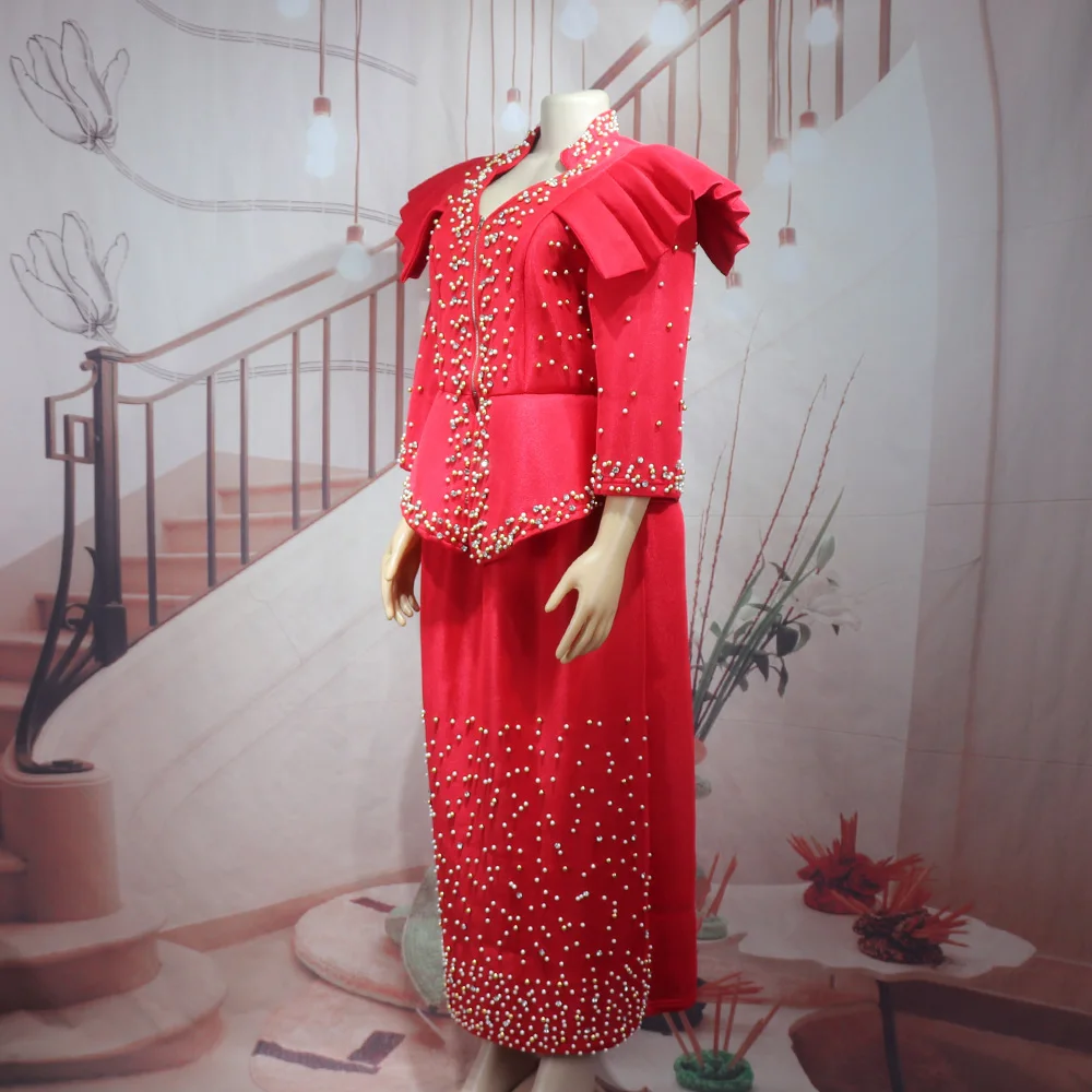 Modern Design African Suits for Women Mesh Fabric Dresses Medium Length Suit Luxury Elegant Women's Overalls