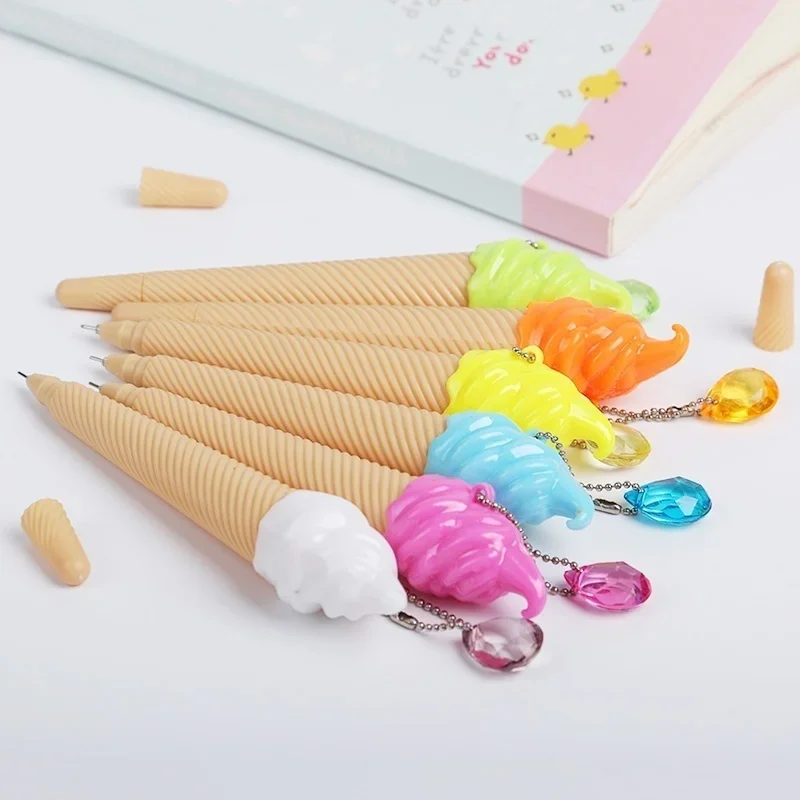 6 Pack Ice Cream Pen Cartoon Writing Cute Neutral Pen Childrens Day Gift 0.38 Mm Neutral Pen School Supplies Random Color