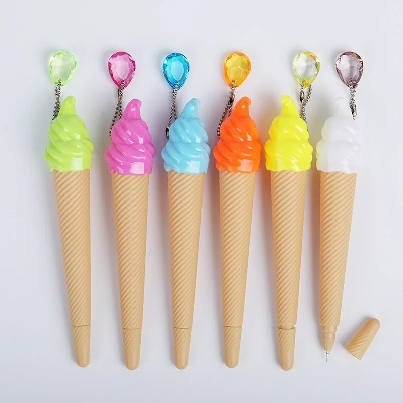 6 Pack Ice Cream Pen Cartoon Writing Cute Neutral Pen Childrens Day Gift 0.38 Mm Neutral Pen School Supplies Random Color