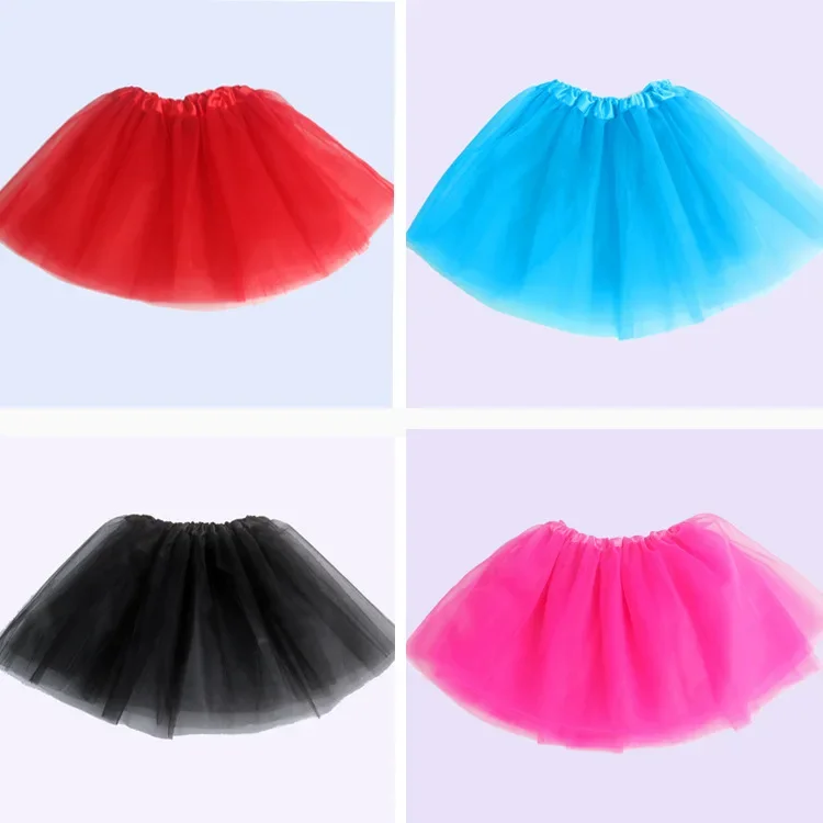 Girl tutu skirt Elastic Ballet Dancewear Tutus Mini Skirt For Birthday Party Dance 3 Layer Tulle for Kids Princess 2-8Y