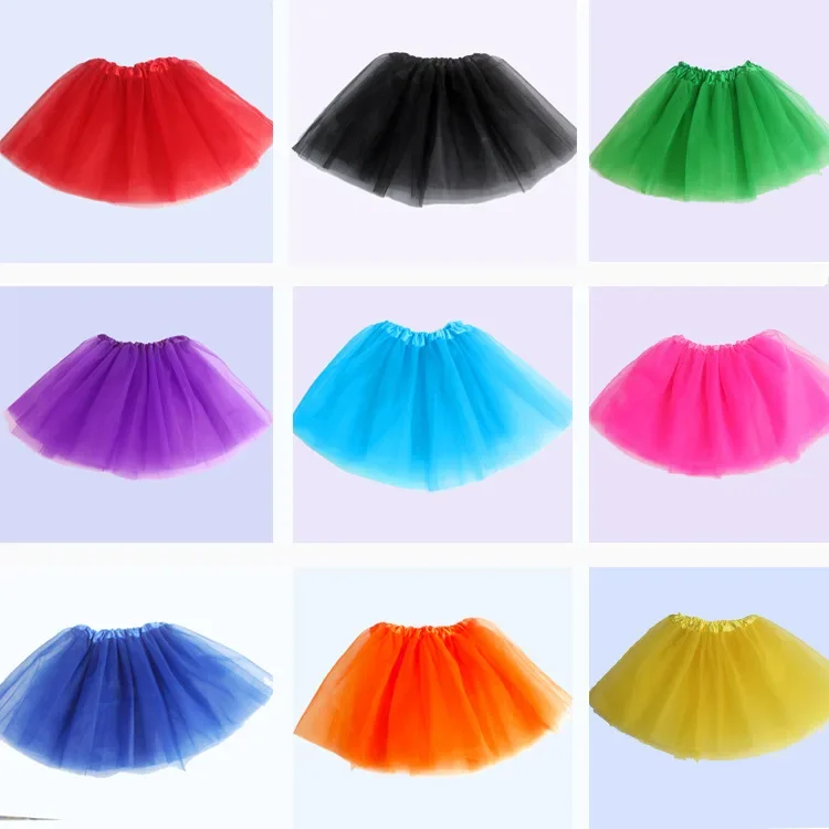 Girl tutu skirt Elastic Ballet Dancewear Tutus Mini Skirt For Birthday Party Dance 3 Layer Tulle for Kids Princess 2-8Y