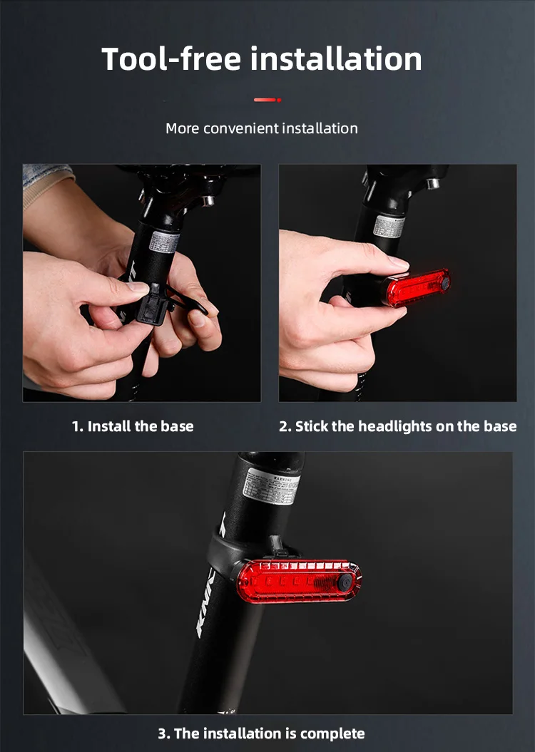 Rear Bike Tail Light USB Rechargeable Ultra Bright Taillights Fit On Bicycle Easy to Install for Cycling Safety Bicycle Light