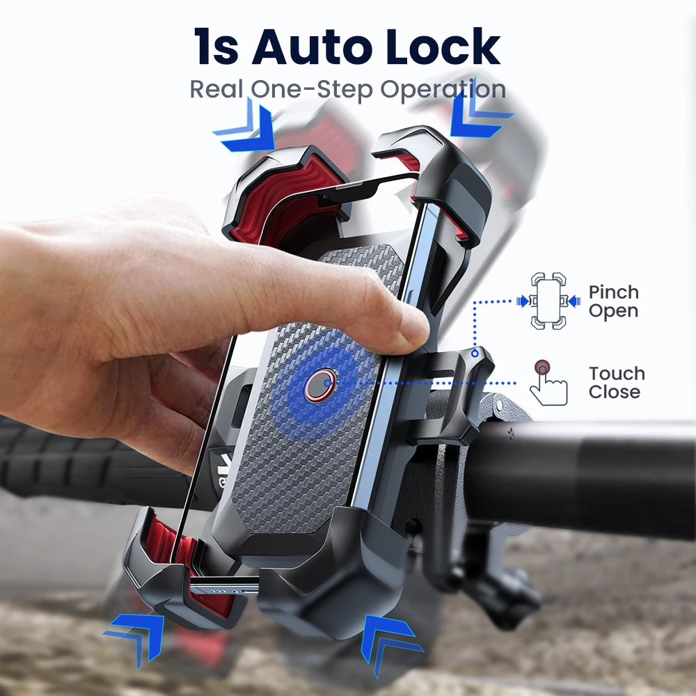 Joyroom Universal Bike Phone Holder 360° View Bicycle Phone Holder for 4.7-7 inch Mobile Phone Stand Shockproof Bracket GPS Clip