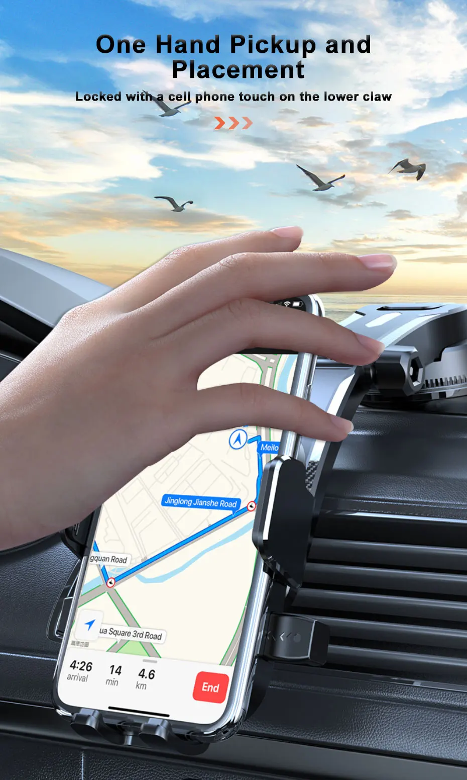 SEAMETAL Car Dashboard Phone Bracket Universal Auto Cellphone Stand For GPS Navigation Universal Desk Windshield Hanging Holder