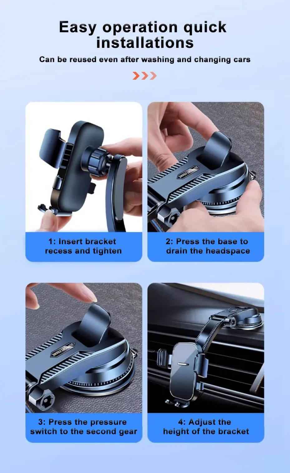 SEAMETAL Car Dashboard Phone Bracket Universal Auto Cellphone Stand For GPS Navigation Universal Desk Windshield Hanging Holder