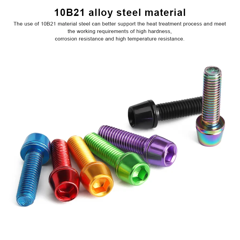 6pcs/set Bicycle Handlebar Screws Titanium-plated Colorful Steel M5*18MM MTB Bike Handle Bar Stem Riser Screw In Bolts