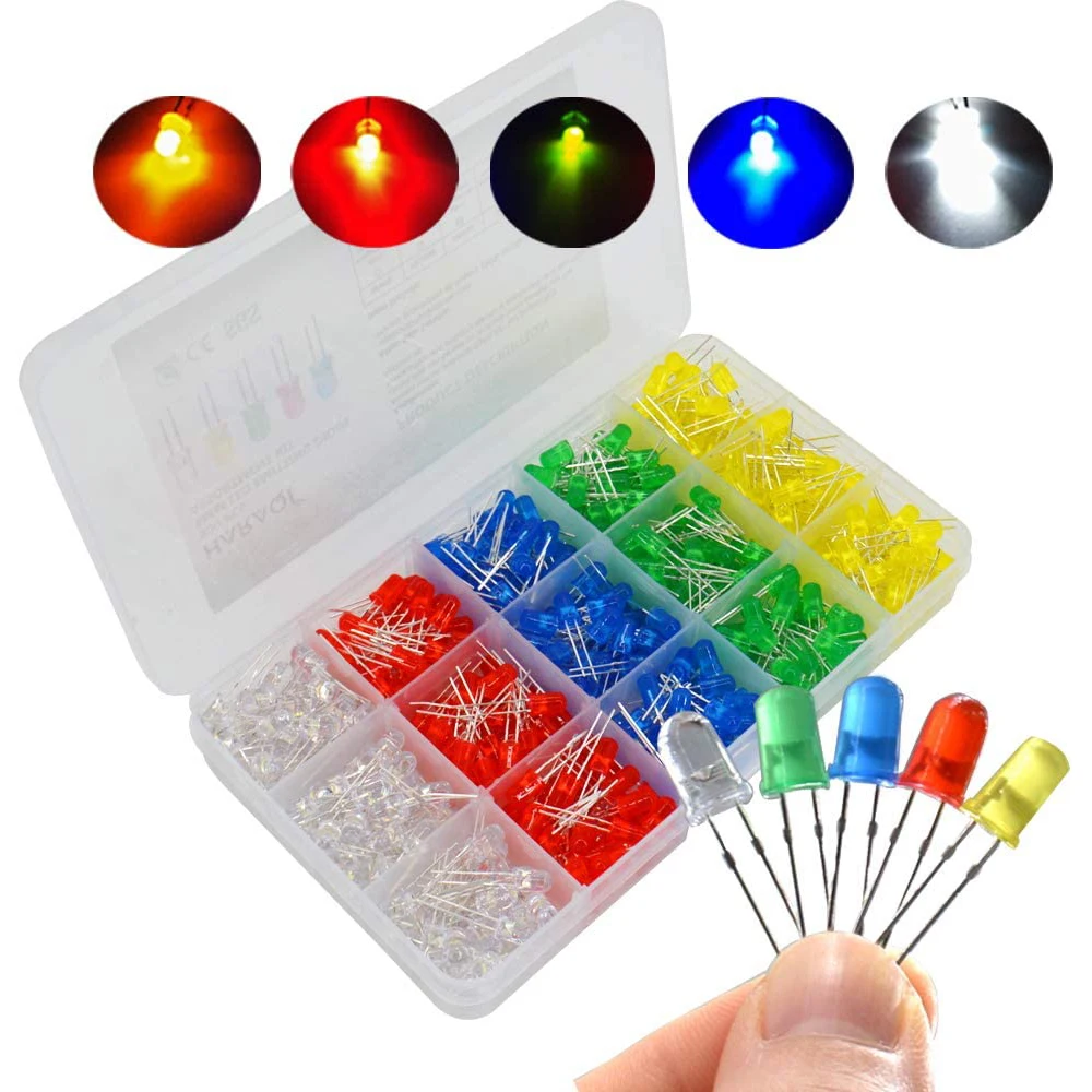 100PCS/lot 3mm 5mm F3 F5 Round LED Ultra Bright White Green Yellow Blue White Red Light Emitting Diode For Diy Kit