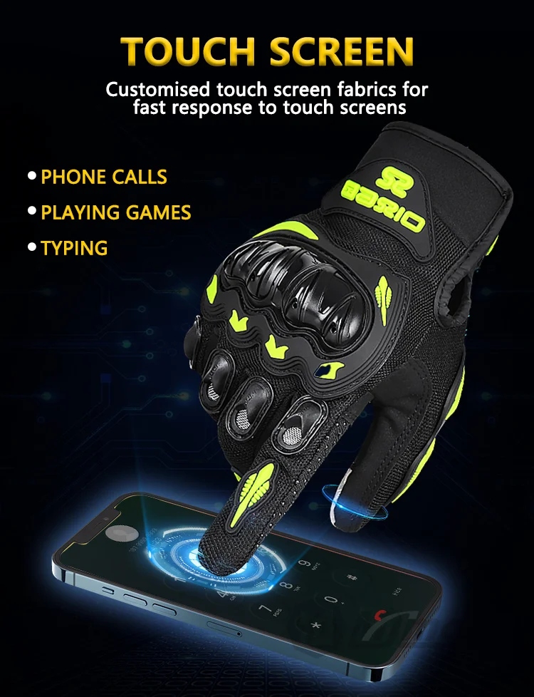 Summer Breathable Full Finger Motorcycle Gloves Non-slip Wear-resistant Motocross Racing Gloves Touch Screen Moto Biker Gloves