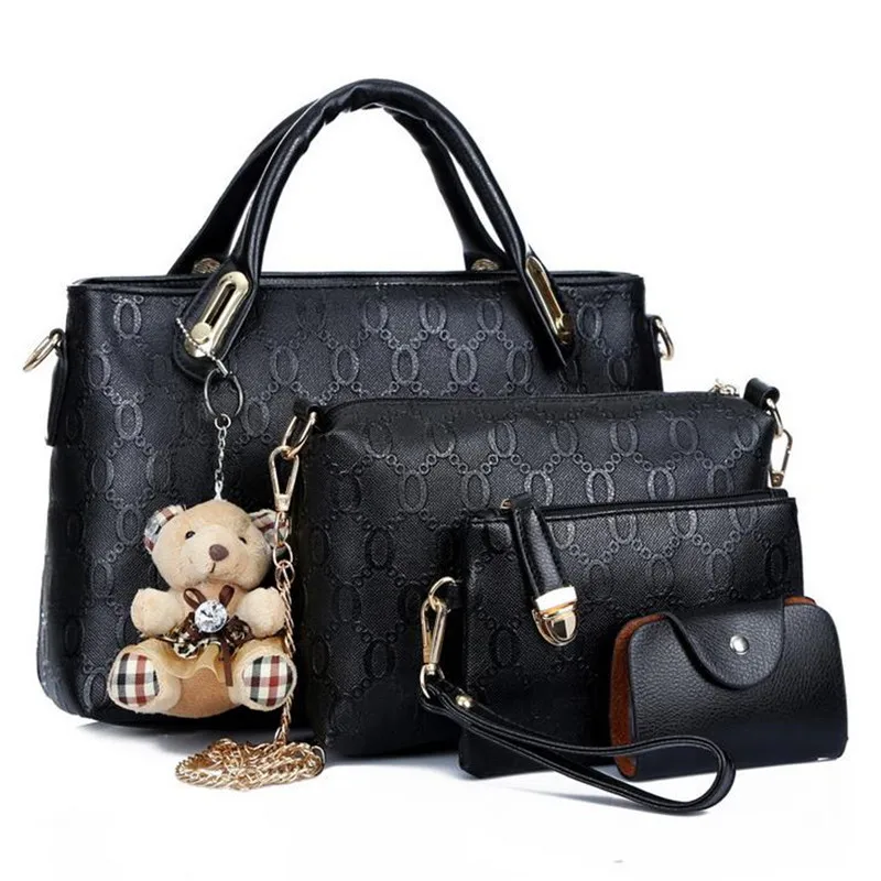 Multifunction 4pcs/Set Women Bag PU Leather Luxury Designer Bags Handbag Messenger Bag Shoulder Bag Wallet Bags Storage Bag