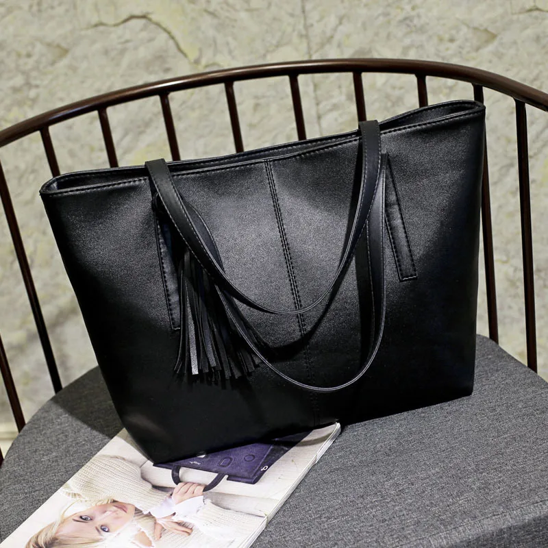 Ladies Large Capacity Handbags Women Retro Tassel Design Tote Luxury Brand PU Leather Shoulder Bag Female Top Handle Sac A Main