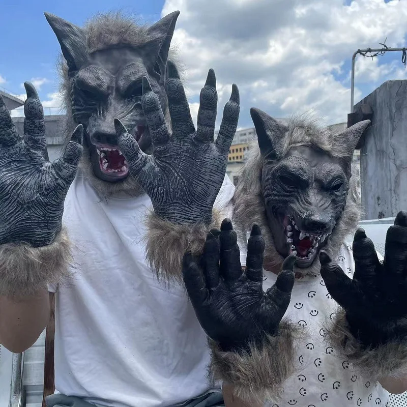 Men Brown Horse Masks Funny Horse Head Mask Latex Wolf Animal Mask Novelty Halloween Cosplay Costumes Headgear Mascara De Latex