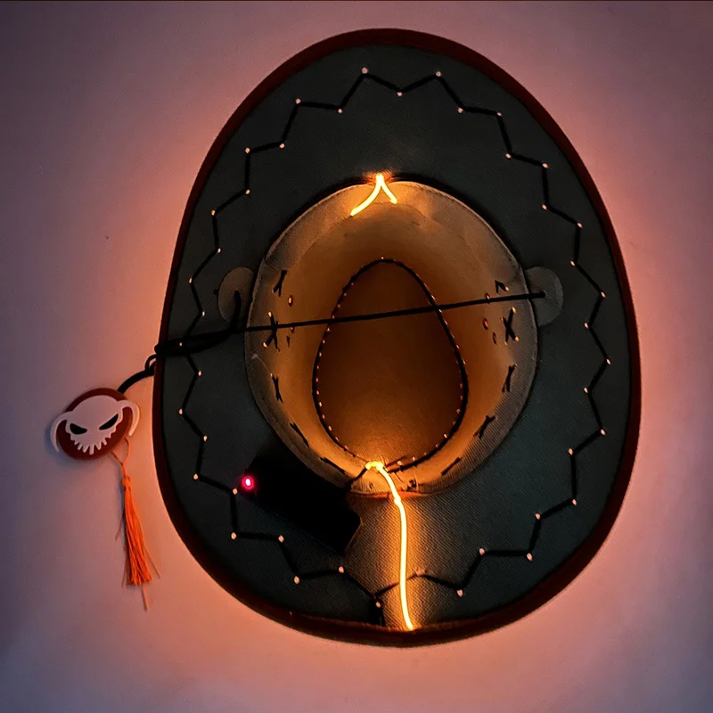 Retro Luminous Pirate Cowboy Hat, Glow In The Dark Headwear for Men Women Halloween Cosplay Props