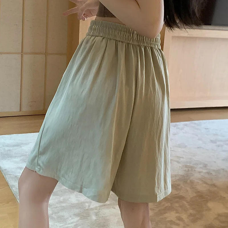 2024 Woman High Waist Folds Loose Shorts Girls Korean Fashion Y2k Clothes Slacks Female Harajuku Black Gray Apricot Shorts Pants