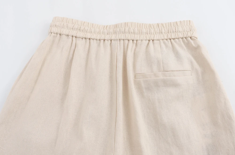 Women's Straight Pants with Front Pockets, High Elastic Waist, Drawstrings, Female Trousers, Chic Fashion