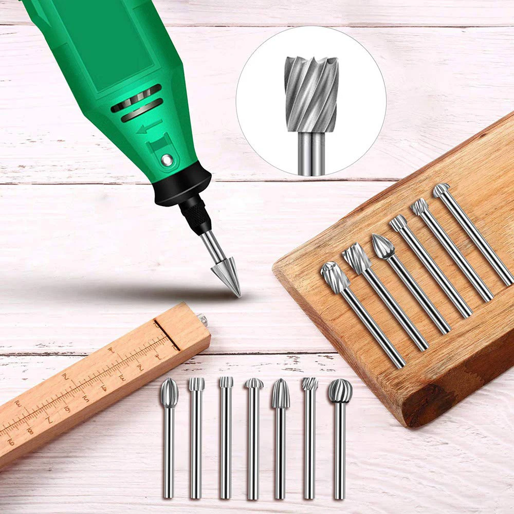 10pcs HSS Rotary File For Steel Milling Cutters For Metal Rat-tail File Hard Metal Rotary File Set Compatible Woodworking Tool