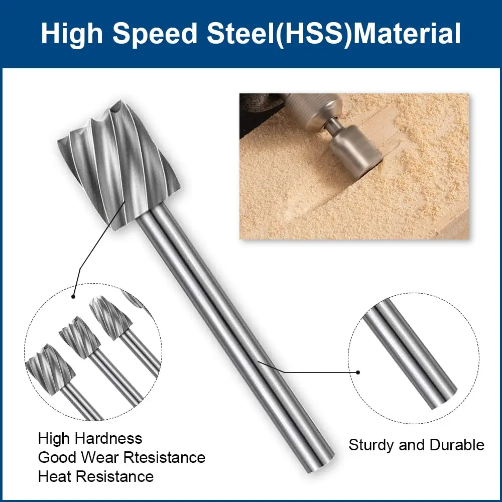10pcs HSS Rotary File For Steel Milling Cutters For Metal Rat-tail File Hard Metal Rotary File Set Compatible Woodworking Tool