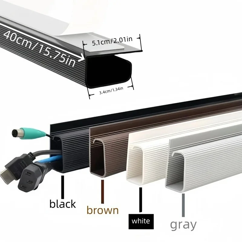 1pc PVC Desk Cable Tray Cable Management Under Desk Channel Cable Raceway Cord Hider No Drilling for Home Office Wire Organizer