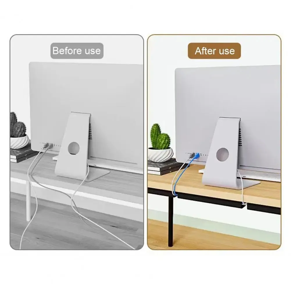 1pc PVC Desk Cable Tray Cable Management Under Desk Channel Cable Raceway Cord Hider No Drilling for Home Office Wire Organizer