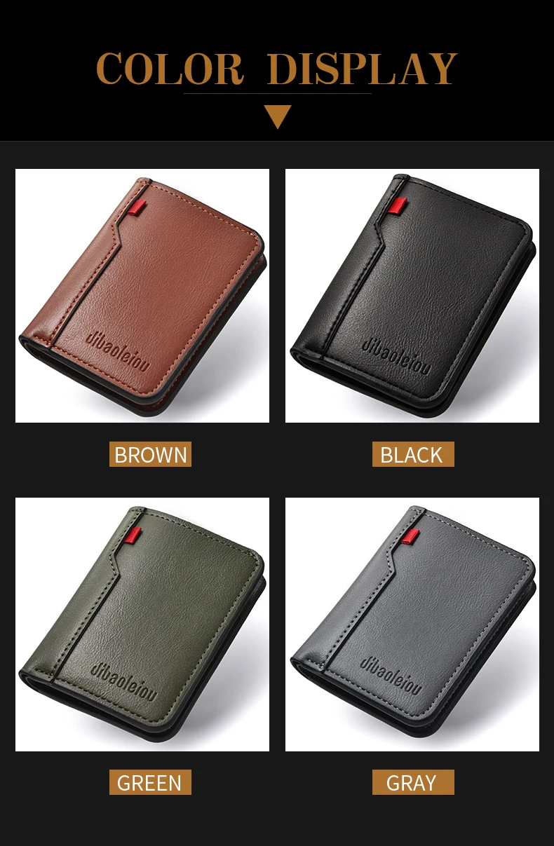 1Pc New Ultra-thin Mini Soft PU Leather Credit Card Wallet Holder Short Vertical High Quality Men's Wallet